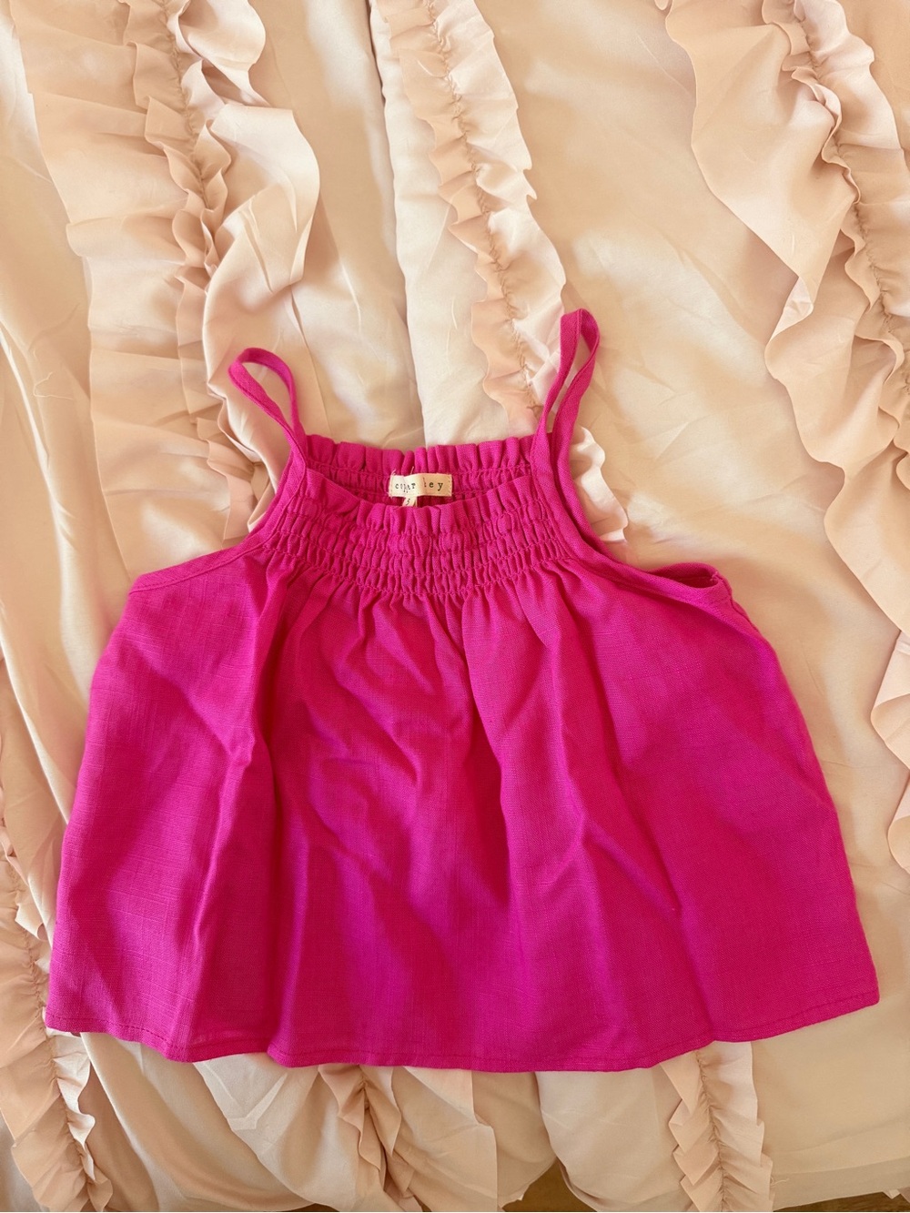 Copper Key Girls' Hot Pink Smocked Tank Top